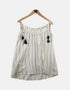 Boho Striped Off-Shoulder Dress with Tassel Details